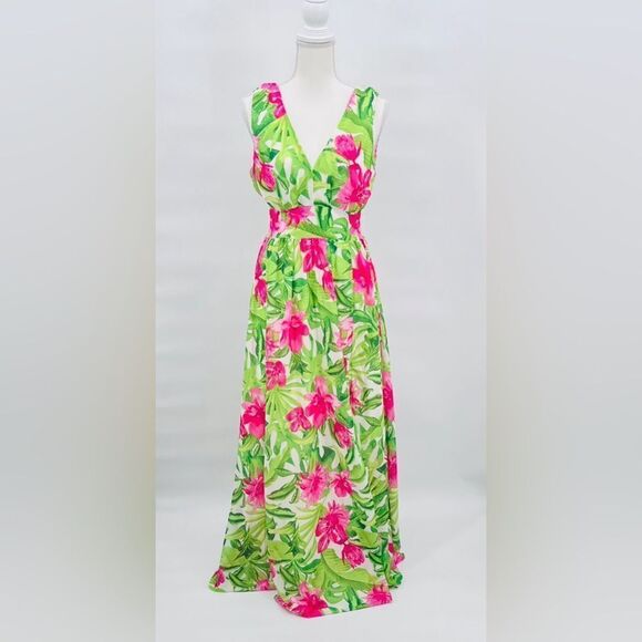 Flying Tomato Dress Maxi Floral Pink Green Size S - Picture 6 of 12